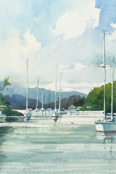 A painting of Savusavu harbour by John Haycraft.