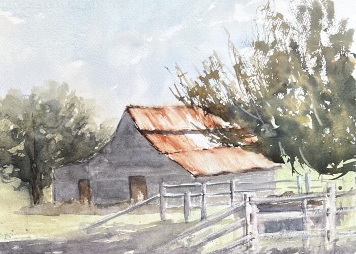 Pat MCKenzie-watercolour The Old Shearing Shed